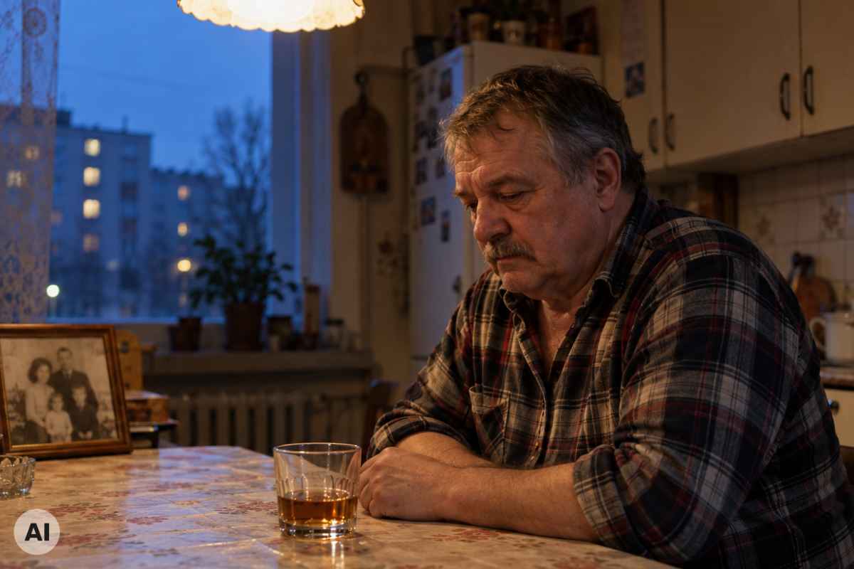 Samotny wieczór przy kuchennym stole
